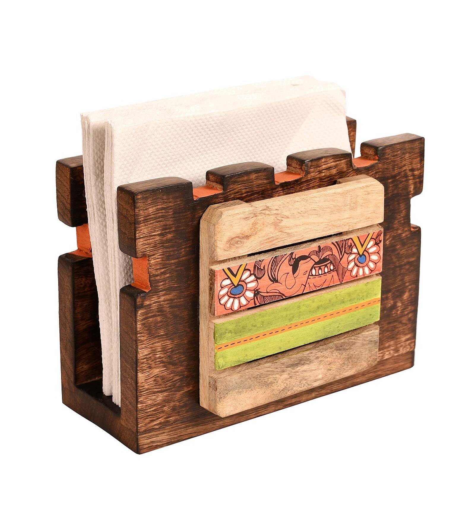 Handcrafted Antique Mango Wood Magazine Rack